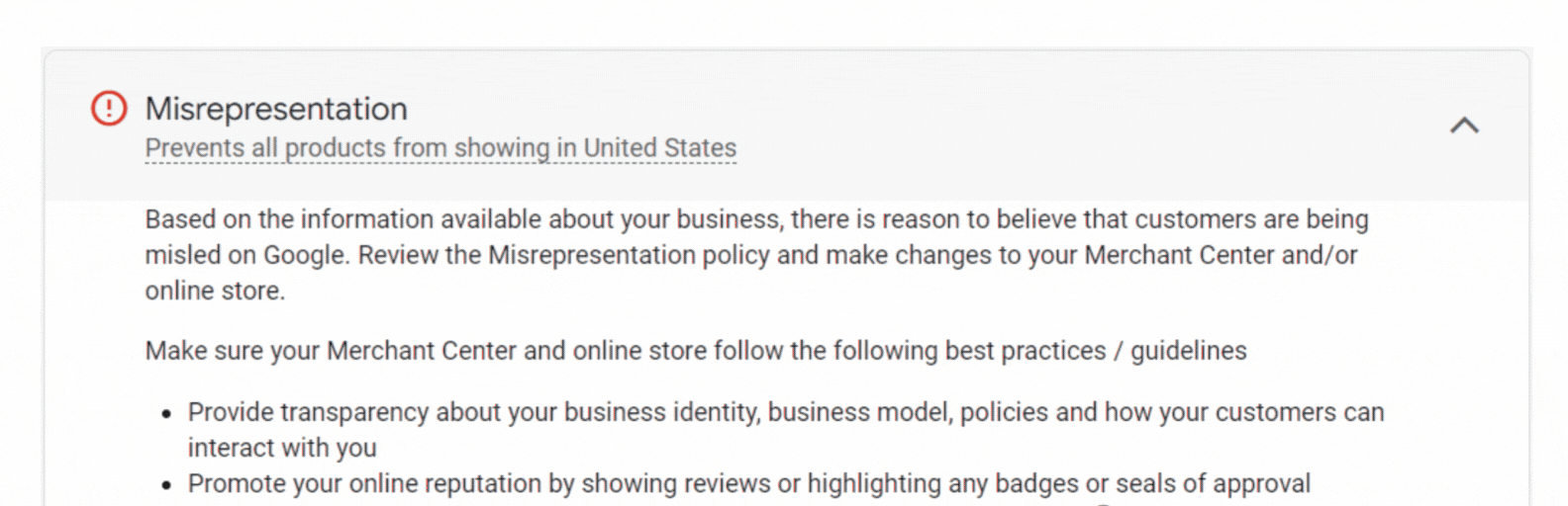 Google Merchant Center issue